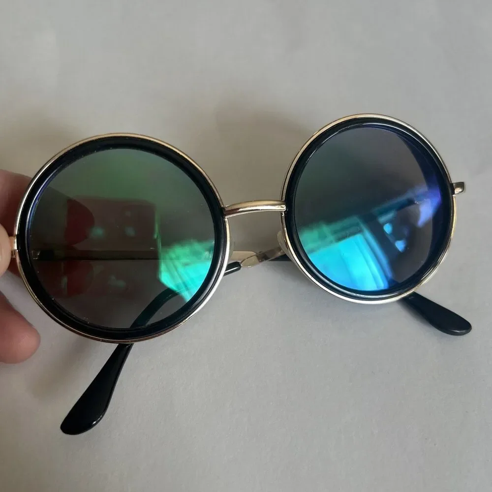 Steampunk Style Round Sunglasses Trendy Retro Metal Frame Shades Eyewear